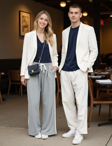 Quenteen Women's Wide Leg Pants Casual High Waisted Baggy Straight Sweatpants Drawstring Athletic Joggers with Pockets 6