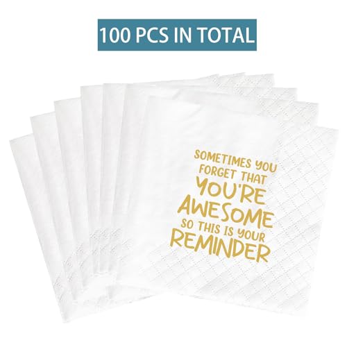 100pcs Thank You Gifts Napkins, Inspirational Gifts for Women, Men, Coworker, Birthday Party Gift Supplies for Women, Best Friend, Daughter, Mom, Sometimes You Forget You are Awesome, 4.5In by Joyiou - Image 4