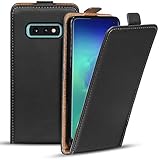 Verco Flip Cover für Samsung Galaxy S10e Hülle, Flipstyle Schutzhülle für Samsung S10e Hülle Kunstleder Tasche vertikal klappbare Handyhülle, Schwarz