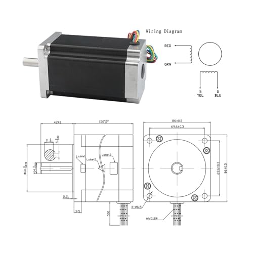 Moteur Nema 34 4A biphasé haute précision doté d'un arbre à clavette robuste de 12.7mm