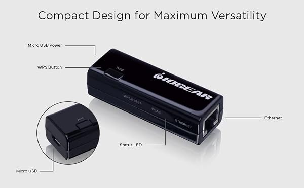 IOGEAR Universal Ethernet to Wi-Fi N Adapter - Speeds of up to 300Mbps on 2.4GHz - Push-button Wi-Fi Protected Setup (WPS) - Supports WEP, WPA, WPA2, TKIP and AES encryption - GWU637 by IOGEAR - Image 8