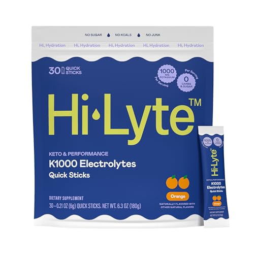 Image of Hi-Lyte K1000 Electrolytes Powder Packets Orange, 30 Servings - 1000mg Potassium + Magnesium, Sodium, Trace Minerals - 0 Carbs, 0 Sugar
