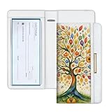 UNICRAFTALE Couverture De Chéquier en Cuir pour Hommes Et Femmes Arbre Porte Chèques Portefeuille avec Porte Stylos Diviseur en Plastique Transparent Intégré pour Chèques en Double Blocage Porte