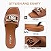 FITORY Women's Flat Sandals Fashion Slides With Soft Leather Slippers for Summer Brown Size 9