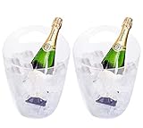 Nicunom 2 Pack Acrylic Ice Bucket, 3.2 L Wine Bucket Food Grade Storage Tub for Drinks and Parties Frosted Clear Tub Perfect for Wine, Champagne or Beer Bottles