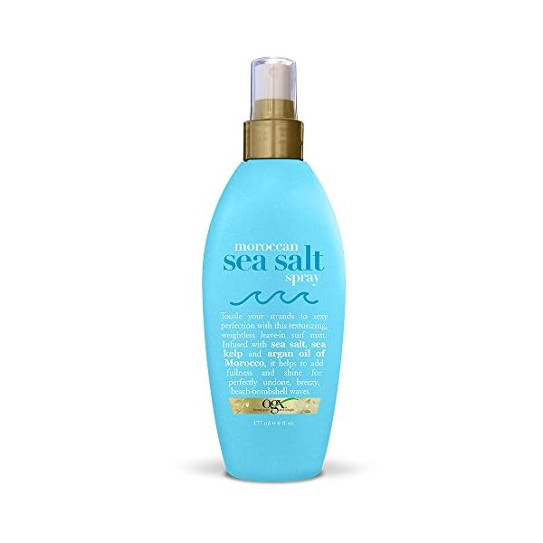 OGX Argan Oil of Morocco Hair-Texturizing Sea Salt Spray, Curl-Defining Leave-In Hair Styling Mist for Tousled Beach Waves and Textured Hold, Paraben-Free, Sulfate Surfactants-Free, 6 fl oz