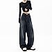 YELLOOP Y2k Baggy Jeans for Women Wide Leg Pants Fall Fashion 2023 (Dark, XXL, XX-Large)