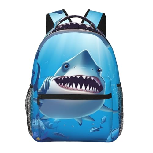 Sac à dos voyage ordinateur portable requin souriant, sac travail affaires léger