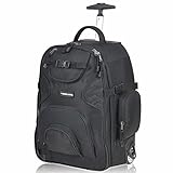 Material Innen: 100% Polyester //Der Trolley ist als Reisegepäck geeignet, geht bei vielen Fluggesellschaften noch als Handgepäck durch Separates Notebookfach inkl. Fixgurte, bietet sicheren Schutz für Notebooks bis 15.6 Zoll ( Maße: 42 x 27 x 4 cm )
