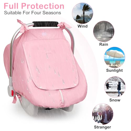 Image of Unicorn Castle Baby Car Seat Cover Infant Car Seat Covers for Babies Breathable Car Seat Canopy Mesh Window Carseat Cover for Four Seasons Newborn