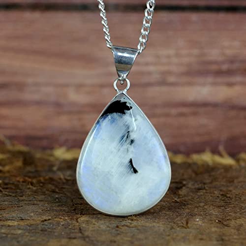 Image of Reiki Crystal Products Rainbow Moonstone Pendant Drop Shape Crystal Stone Pendant
