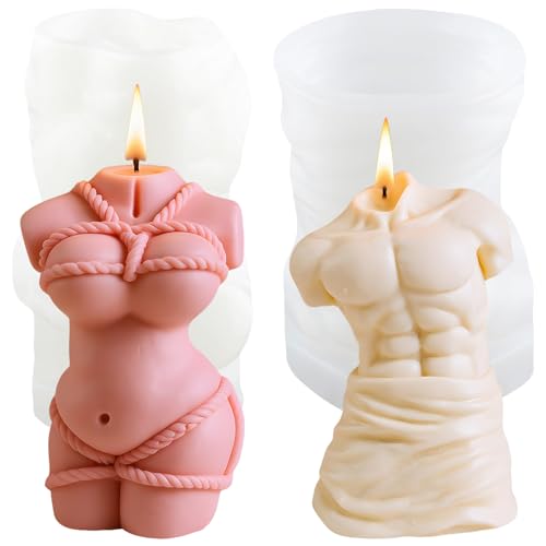 YANYONG Women Men Body Candle Mold Body Art Female Silicone Candle Molds for Candles Making Resin Casting Aromatherapy Candles Handmade Wax Home Decor Set of 2