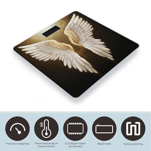 Báscula digital Angel Wing de vidrio templado para baño miniatura 3