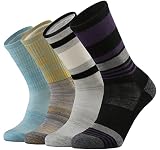 Ortis Ladies' Merino Wool Outdoor Hiking Trail Cushion Crew Socks for Women(MixColor10)