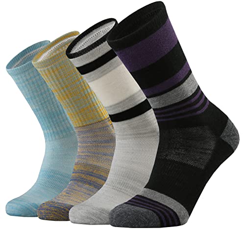 Ortis Ladies' Merino Wool Outdoor Hiking Trail Cushion Crew Socks For Women(Mixcolor10) #TOP17