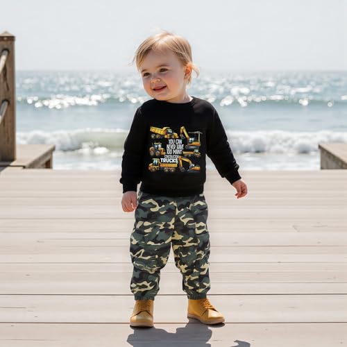 WZTYYDS Toddler Kids Baby Boy Fall Clothes 2T 3T 4T 5T 6T Letter Print Long Sleeve Tops Camouflage Pants Winter Outfits2