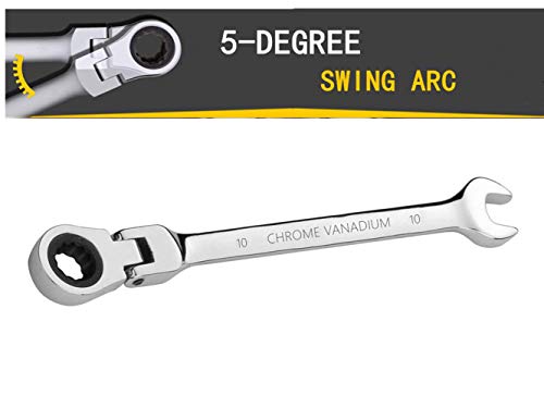 Image of FLZOSPER 10mm Metric Flex-Head Gear Wrench,Box End Head 72-Tooth Ratcheting Combination Wrench Spanner
