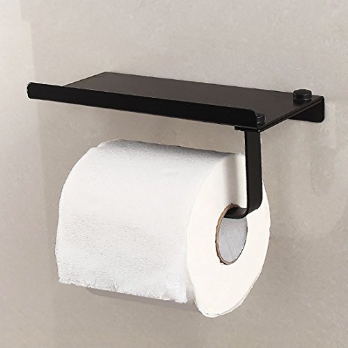 Aexit 201 Uchwyt na papier toaletowy ze stali nierdzewnej malowany na czarno z półką do przechowywania(Porte-papier toilette en acier inoxydable peint noir 201 avec tablette de rangement