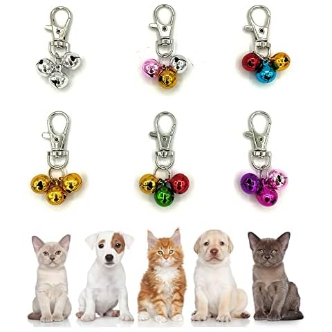 SETOFI Pet Bells for Collars, Dog Bells Cat Bell Pendant Pet Trackers Colourful Pet Small Bells Dog Collar Bells with Clasps 6pcs Cover