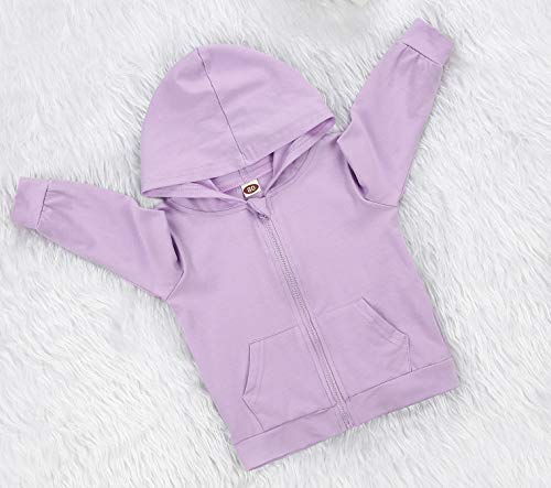 Imcute Baby Zip Up Hoodie, Unisex Inflant Toddler Long Sleeve Sweatshirts Lightweight Jacket Hooded Coats Fall Winter Outfits (Purple, 4-5T) #TOP6