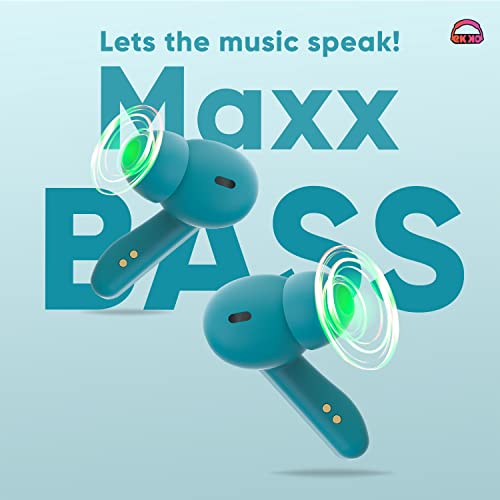 Image of EKKO Earbeats T06 in-Ear Truly Wireless Earbuds with 60H Playtime,10MM Driver, ENC Call Noise Cancellation, Touch Control TWS, with Mic, Massive Bass, IPX4 Water Resistance (T06,Teal)