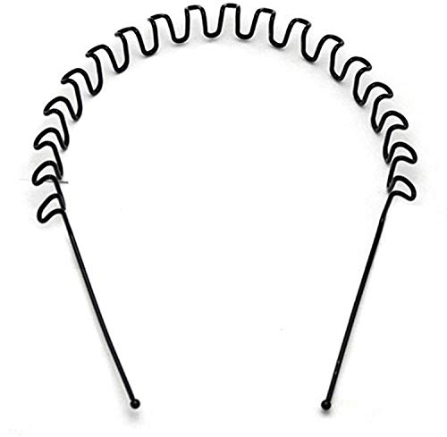 Ustore21 Unisex Black Wavy Spring Sports Headband for Men’s Hair Band Hoop Clips Women Accessories Simple Elastic Non Slip Wide Headwear Bandeau Outdoor