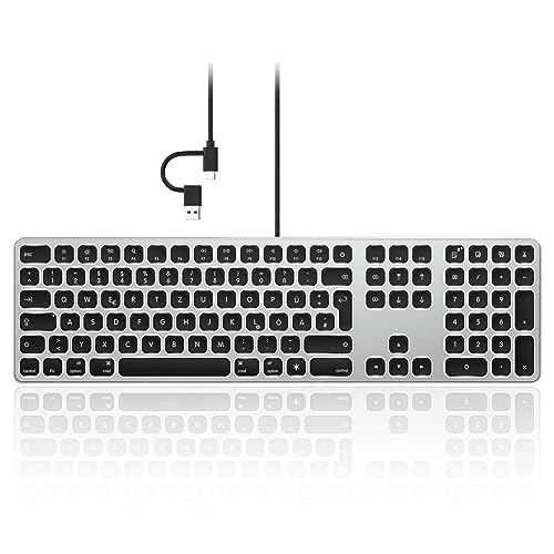 Seenda Teclado Iluminado Con Cable Para Macos, Teclado De Tamaño Completo Con Cable 2 En 1 Usb Type C E Iluminación Para Apple Imac, Macbook Pro Air, Mini, Diseño De De, Negro Y Gris Seenda Teclado Iluminado Con Cable Para Macos, Teclado De Tamaño Completo Con Cable 2 En 1 Usb Type C E Iluminación Para Apple Imac, Macbook Pro Air, Mini, Diseño De De, Negro Y Gris
