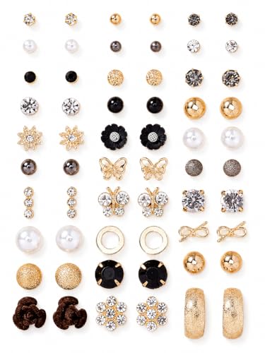 Image of Shining Diva Fashion 30 Pairs Combo Set Stylish Crystal Pearl Earrings for Women and Girls