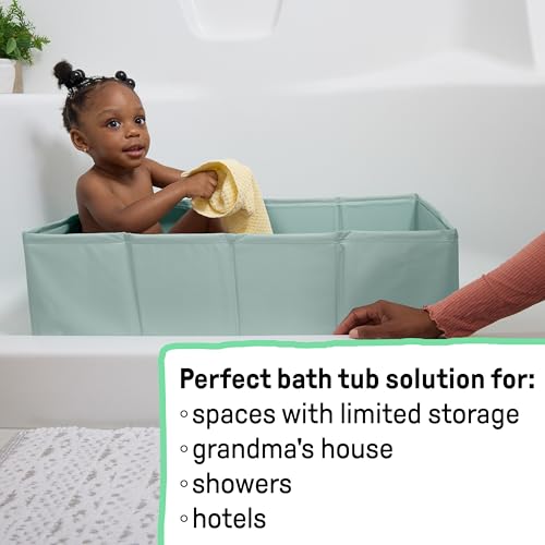 Ingenuity Tuckaway Kleinkinderbadewanne, verwandelt Dusche in Badewanne, Zusammenklappbar, Leicht zu reinigen, Keine Montage erforderlich, 12M-5J