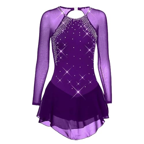 Kmeruoys Figure Skating Clothing for Women and Girls Roller Skating Breathable Gymnastics (Color : Purple, Size : 8 Years)