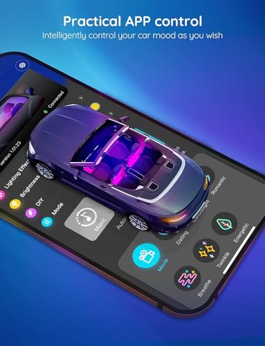 Govee RGB Car LED Strip Light, 2-Line Design Waterproof 4pcs 22cm, APP Control Interior Lighting Kit, Music Sync, DIY Mode, Under Dash with Charger - Image 3