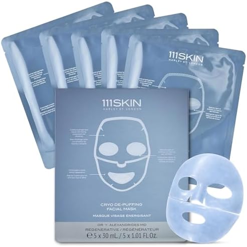 111SKIN Cryo De-Puffing Energy Facial Mask, Fragrance Free, Set of 5