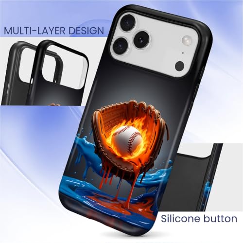 Coque iPhone 17 Pro Max en silicone liquide imprimé gant de baseball protection anti-choc - 4
