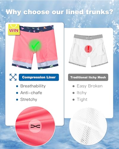 Image of SURF CUZ Mens Swim Trunks with Compression Liner Swim Shorts 7 inch Swimming Trunks Stretch 7 Inch Swim Suits Quick Dry