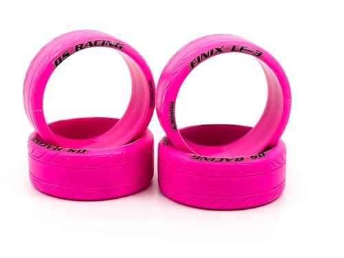 DS Racing Finix LF-3 Pink Treaded RC Car Drift Tires 1/10 for Yokomo YD MD RD, MST RMX, Reve D RDX, Redcat RDS, HPI, Tamiya TT Wheels & More LF3