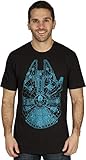 Star Wars Blue Glow in the Dark Falcon Mens Soft Black Hand Tee (X-Large)