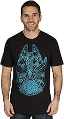 STAR WARS Millennium Falcon Glow-in-The-Dark Adult T-Shirt - Black (Large)