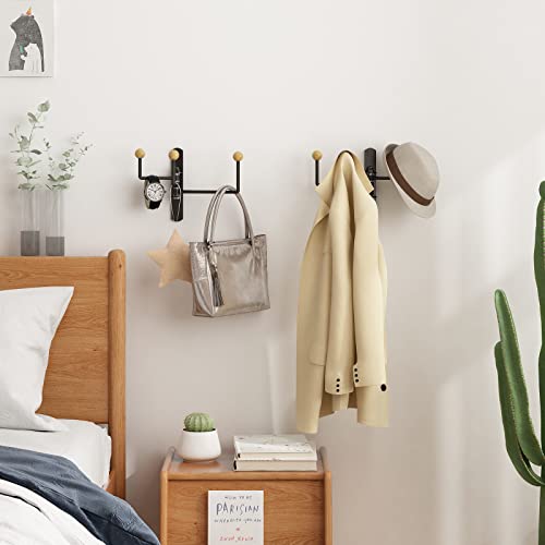 Gillas Coat Rack Wall Mounted, 3 Pcs(9 Hooks) Coat Hooks For Wall,Hat Rack Wall Hooks For Hanging Coats,Towel, Bags, Hat, Black #TOP4