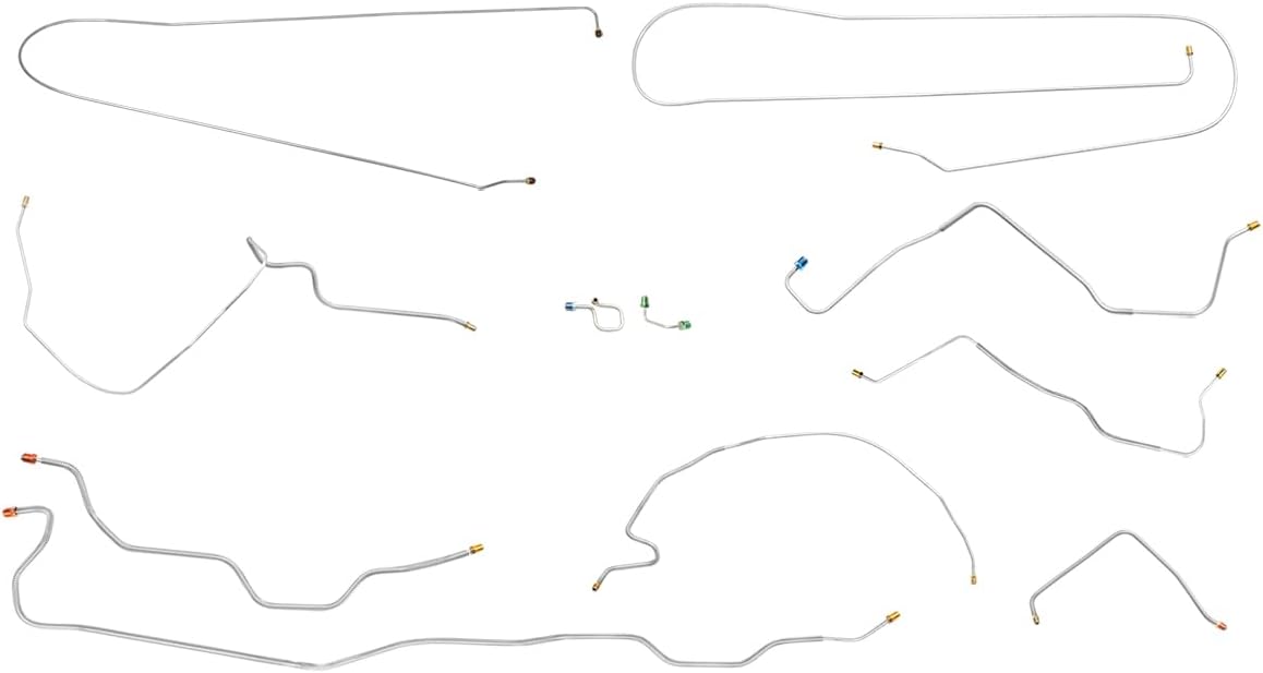 Inline Tube Compatible with 1971 Chevrolet GMC Truck 2WD 1/2-Ton Short Bed Coil Rear Power Disc Complete Brake Line Kit 10pc Stainless