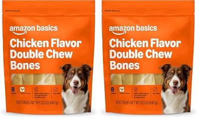 Amazon Basics Double Chew Bone Dog Treats, Chicken - 8 Count, 2 Pack
