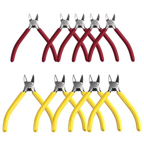 Dekeliy 5 Pcs 5" & 5 Pcs 6" Precision Wire Cutters Spring Loaded Flush Cutters Sharp Side Cutter Clippers Diagonal Cutting Pliers for Jewelry Making, Crafts, Electronics, Zip Ties