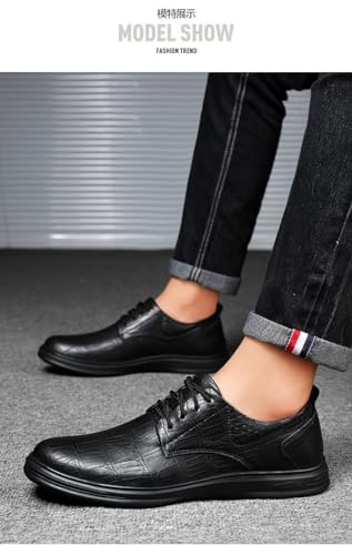 Prom Men's Formal Shoes French Leather Lace-Up Breathable Low Top Block Heel Office Dress Shoes4