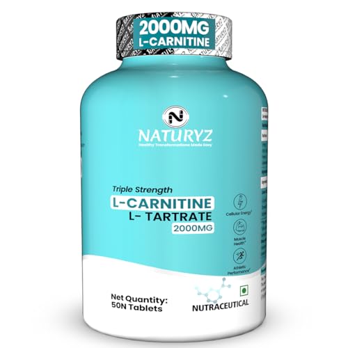 Naturyz Triple Strength L-Carnitine L-Tartrate 2000 Mg Converts Fat Into Energy|Cellular Energy & Endurance|Athletic Performance|Cutting Supplement - 50 Tablets,1 Count,50 Capsules