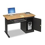 Balt MooreCo Locking Computer Workstation Office Furniture, Teak/Black