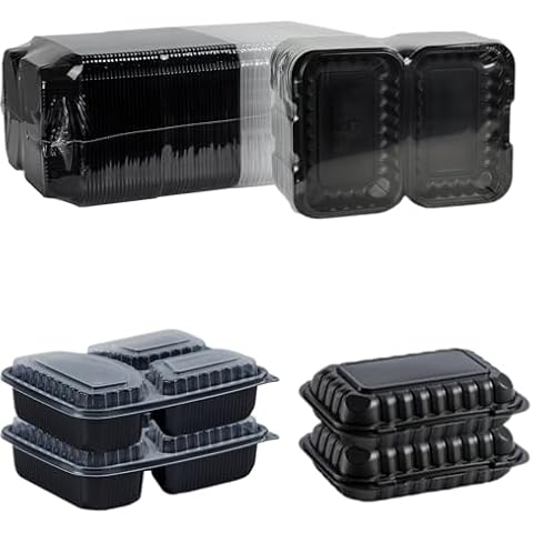 FRESHPAK Take Out Containers with Lids 38oz 40-pack and Clamshell Take Out Containers 27oz 50-pack Cover