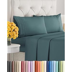 Queen Size 4 Piece Sheet Set - Ultra Soft & Cooling Bed Sheets - Deep Teal | Fits 8 Inch to 16 inch Mattress, Wrinkle Free & Fade Resistant with Deep Pockets, Breathable, Comfy Hotel Luxury