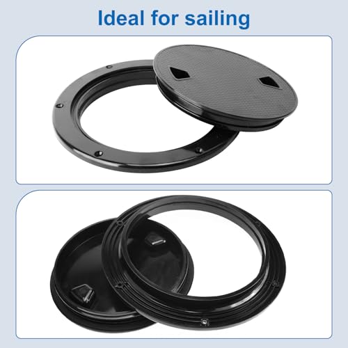 image for Amarine Made 2 Pack of 6 in Boat Round Non Slip Inspection Hatch,Detac