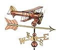Good Directions Biplane with Arrow Weathervane, Includes Roof Mount, Pure Copper, Airplane Weathervanes, Aviation Décor