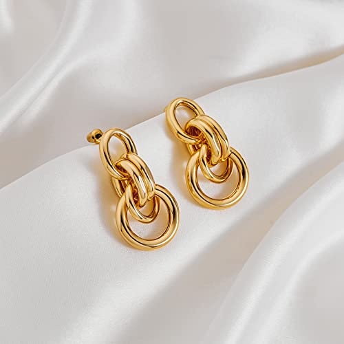 Vedaim 14K Gold Geometric Drop Dangle Earrings For Women Long Link Dangle Earrings Jewelry Gift #TOP1