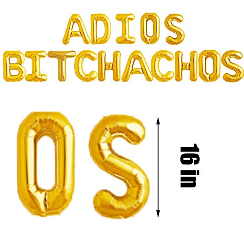 Adios Bitchachos Balloons Gold Going Away Party Banner Office Work/Goodbye/Retirement/Farewell/Bon Voyage/Job Change/We Will Miss You/Leaving Job Moving/Graduation Themed Party Supplies Decorations #TOP4